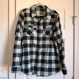 Worn once! Black and gray flannel top. Large